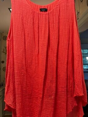 Cherish Coral Textured Sleeveless Tank Top